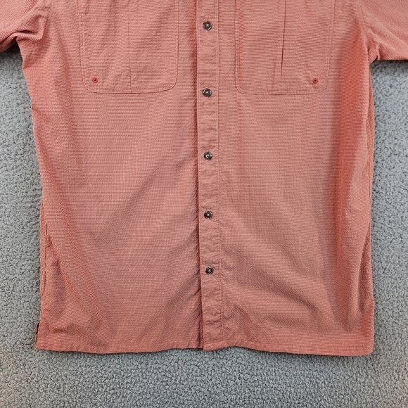 World Wide Sportsman Orange Seersucker Fishing Boating Shirt Sz L Vented - Picture 3 of 10